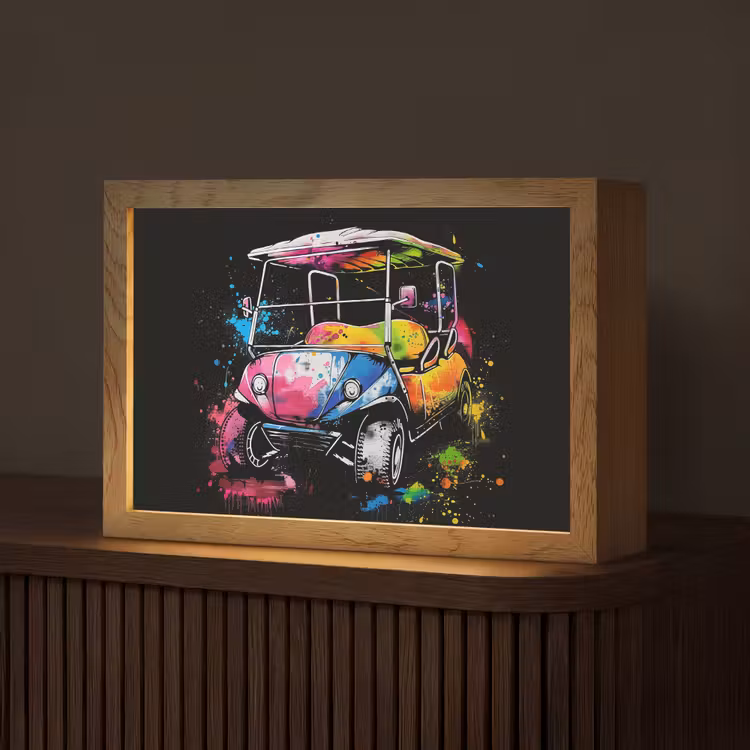 Graffiti - Sport - Golf - Golfkar Light Box met kabel (Tafellamp) klein -z3d_website
