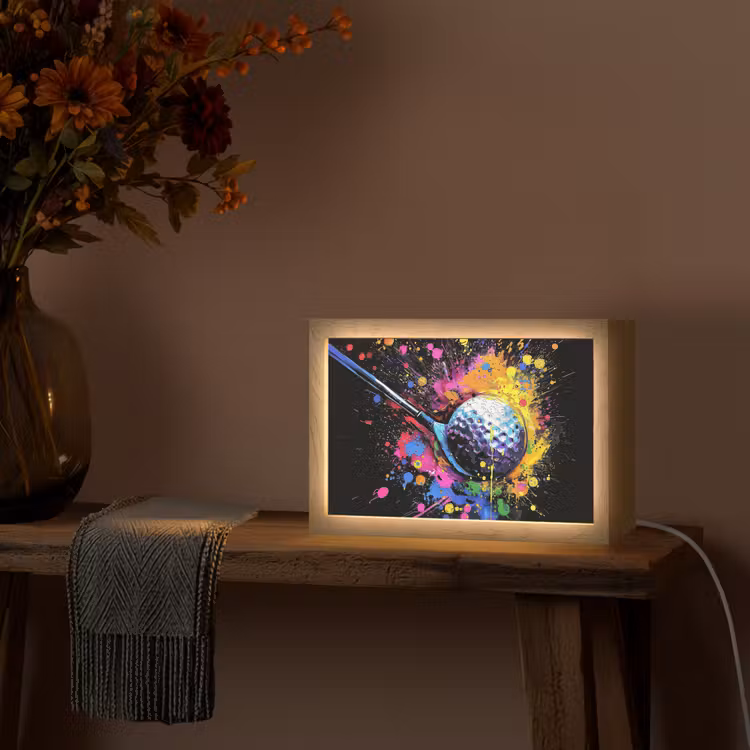 Graffiti - Sport - Golf - Golfclub Light Box met kabel (Tafellamp) klein -sfeer4