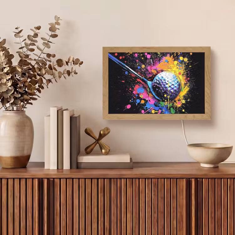 Graffiti - Sport - Golf - Golfclub Light Box met kabel (Tafellamp) klein -sfeer2