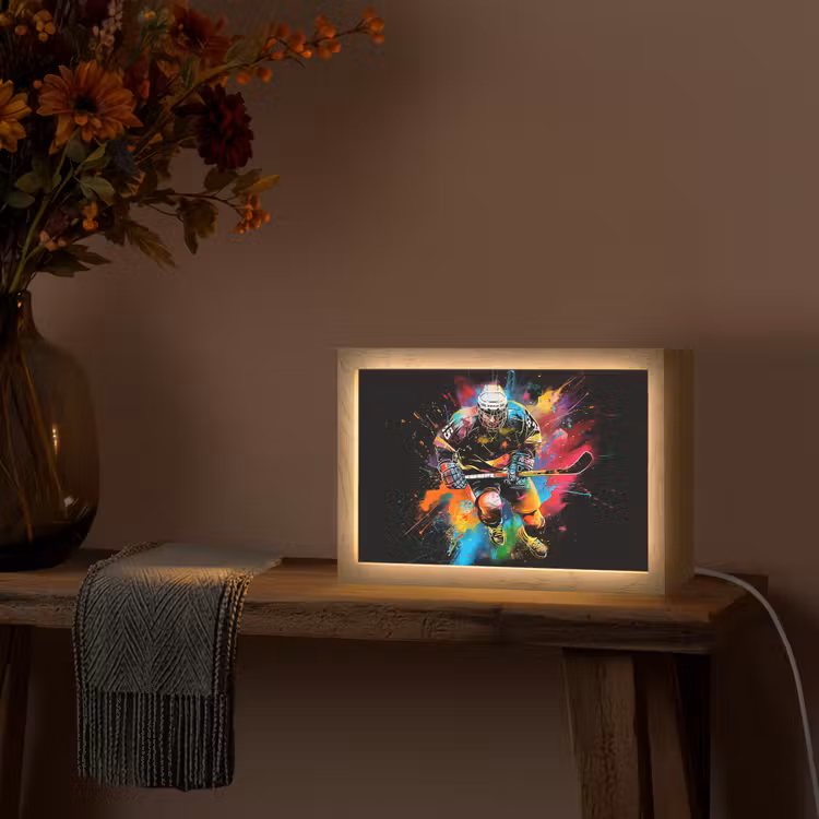 Graffiti - Sport - IJshockey - Hockey Light Box met kabel (Tafellamp) klein -sfeer4