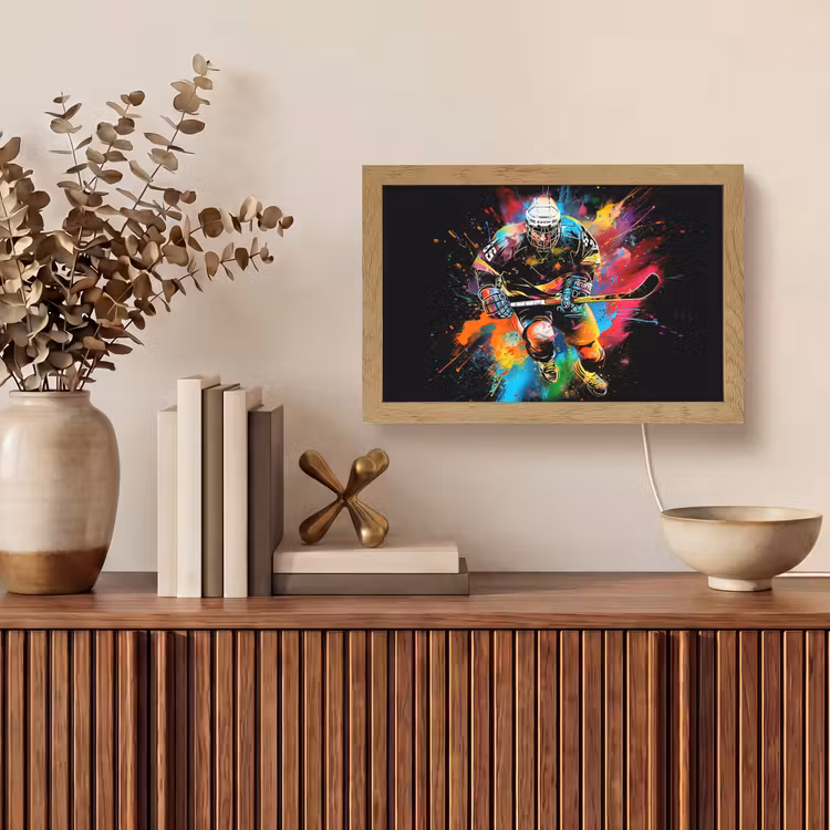 Graffiti - Sport - IJshockey - Hockey Light Box met kabel (Tafellamp) klein -sfeer2
