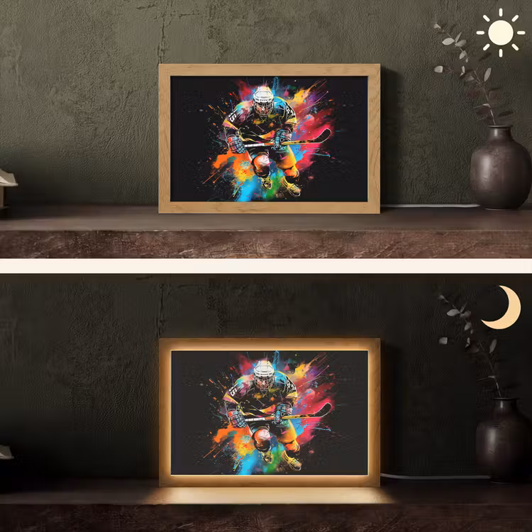 Graffiti - Sport - IJshockey - Hockey Light Box met kabel (Tafellamp) klein -sfeer3