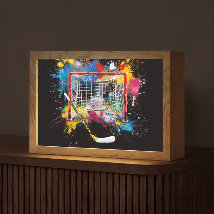 Graffiti - Sport - IJshockey - Hockey goal Light Box met kabel (Tafellamp) klein -z3d_website