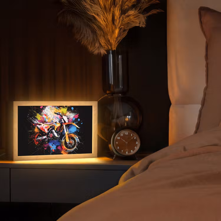 Graffiti - Sport - Motor - Motorcross Light Box met kabel (Tafellamp) klein -sfeer1