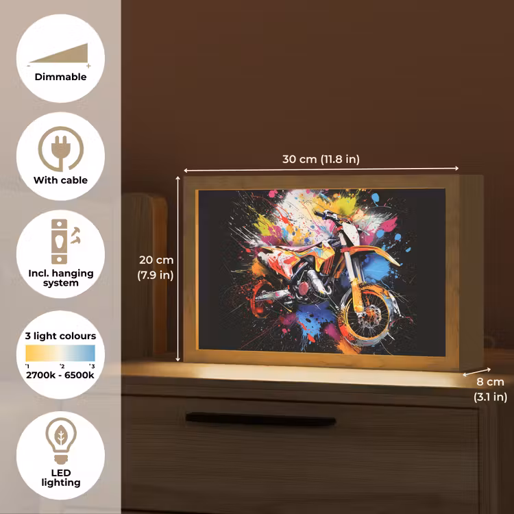 Graffiti - Sport - Motor - Motorcross Light Box met kabel (Tafellamp) klein -USP_EN