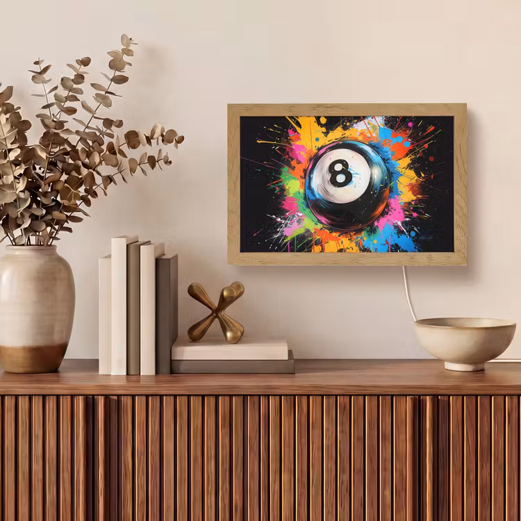 Graffiti - Sport - Pool bal - Biljart Light Box met kabel (Tafellamp) klein -sfeer2
