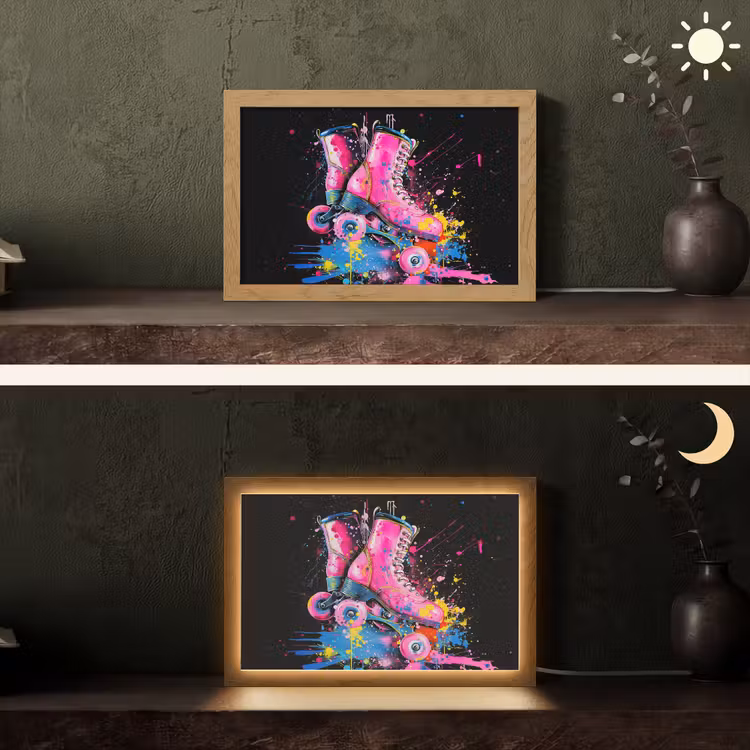 Graffiti - Sport - Rolschaatsen - Skating Light Box met kabel (Tafellamp) klein -sfeer3