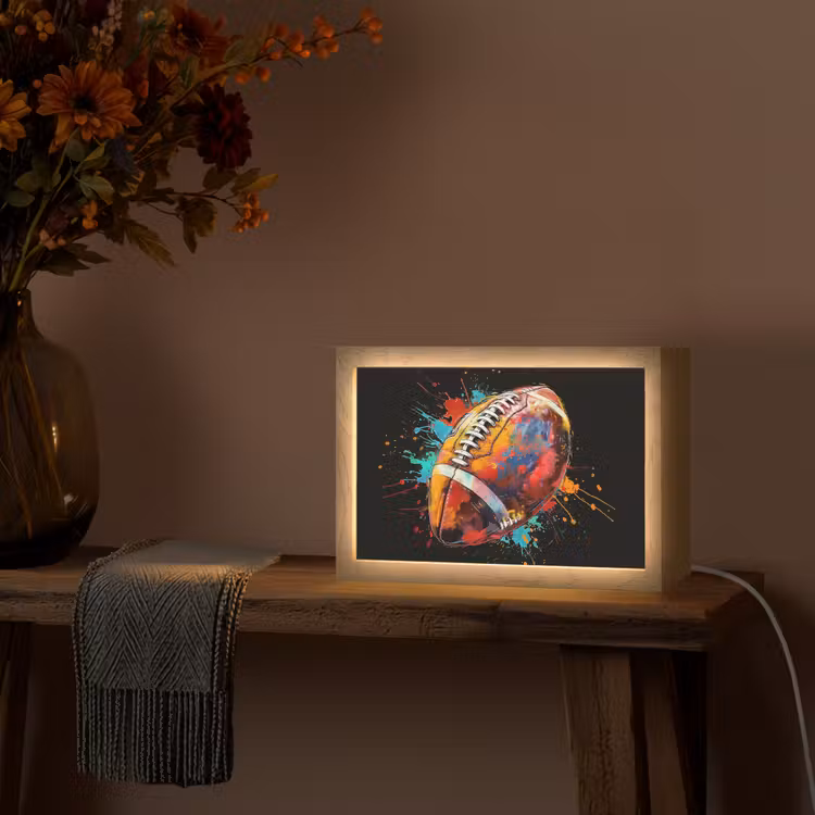Graffiti - Sport - Rugby - American Football Light Box met kabel (Tafellamp) klein -sfeer4