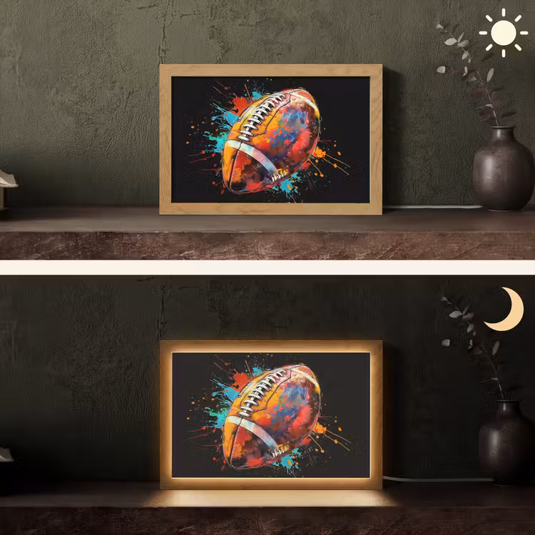 Graffiti - Sport - Rugby - American Football Light Box met kabel (Tafellamp) klein -sfeer3