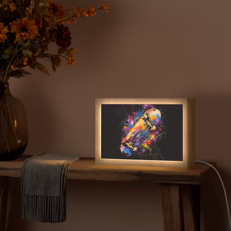 Graffiti - Sport - Skateboard - Skate Light Box met kabel (Tafellamp) klein -sfeer4
