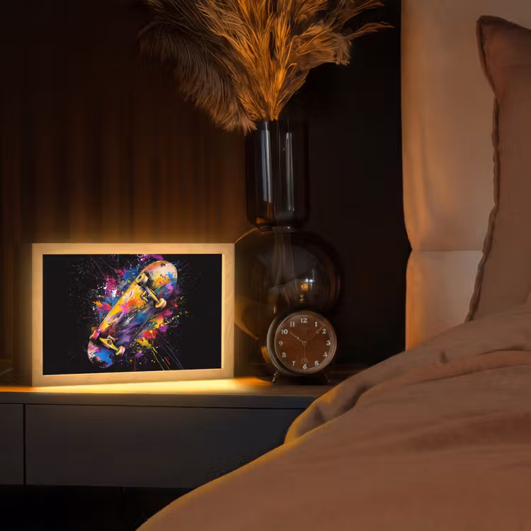 Graffiti - Sport - Skateboard - Skate Light Box met kabel (Tafellamp) klein -sfeer1