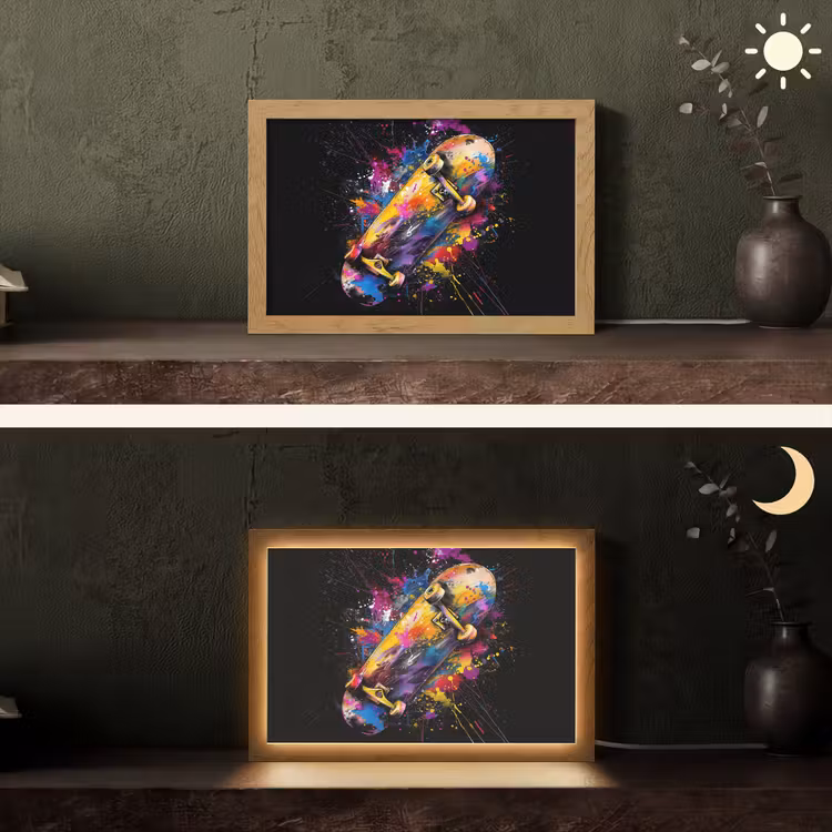 Graffiti - Sport - Skateboard - Skate Light Box met kabel (Tafellamp) klein -sfeer3