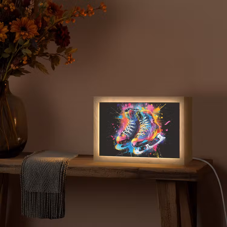Graffiti - Sport - Schaatsen - Verf Light Box met kabel (Tafellamp) klein -sfeer4