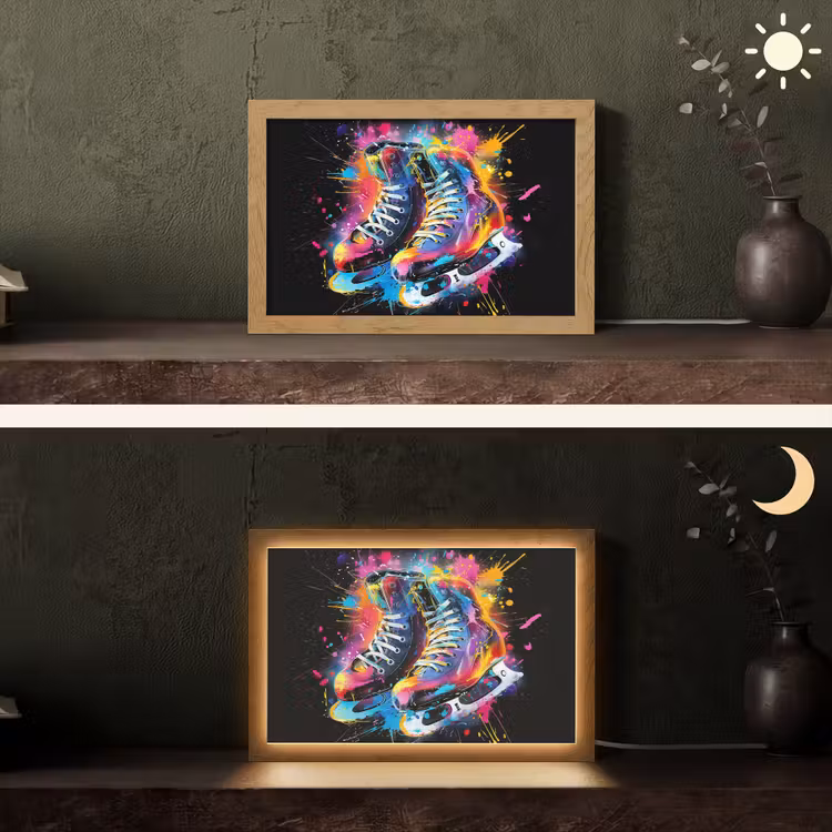 Graffiti - Sport - Schaatsen - Verf Light Box met kabel (Tafellamp) klein -sfeer3