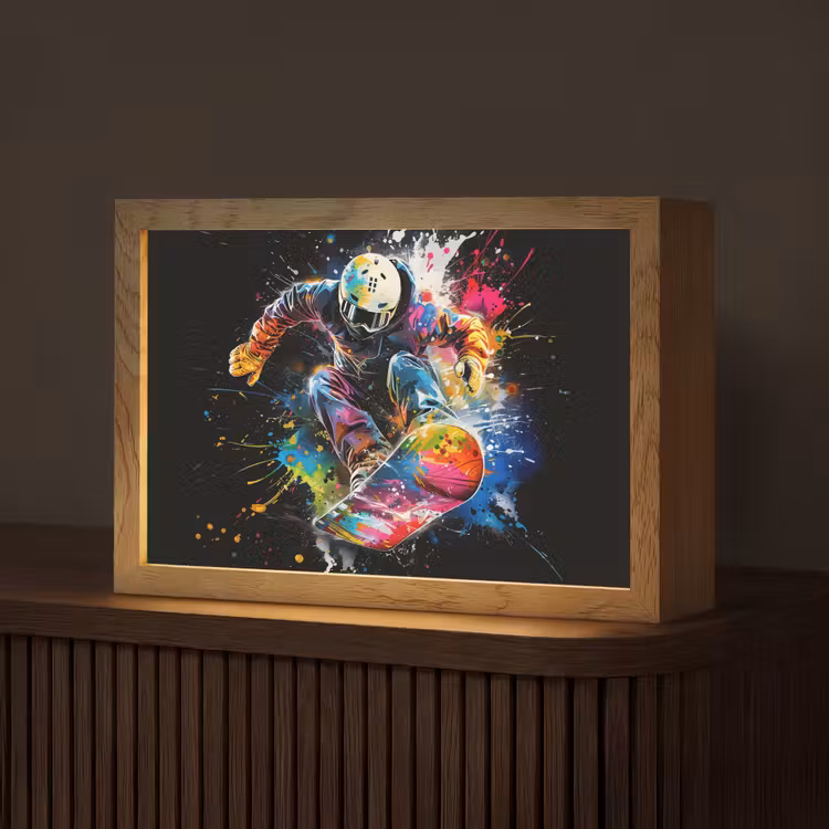 Graffiti - Sport - Snowboarden - Wintersport Light Box met kabel (Tafellamp) klein -z3d_website