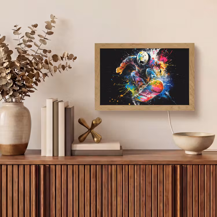 Graffiti - Sport - Snowboarden - Wintersport Light Box met kabel (Tafellamp) klein -sfeer2