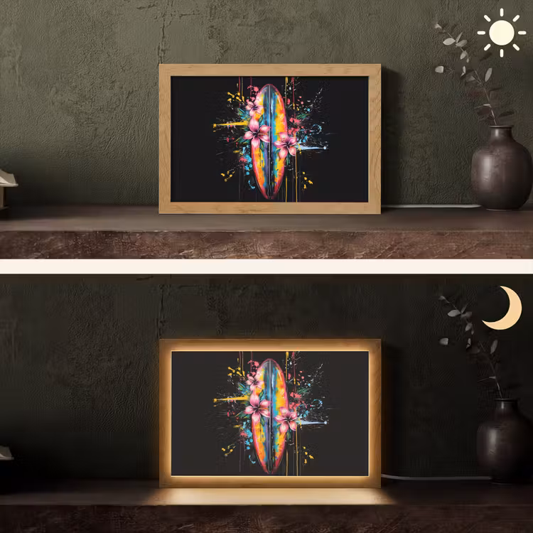 Graffiti - Sport - Surfen - Zomer Light Box met kabel (Tafellamp) klein -sfeer3