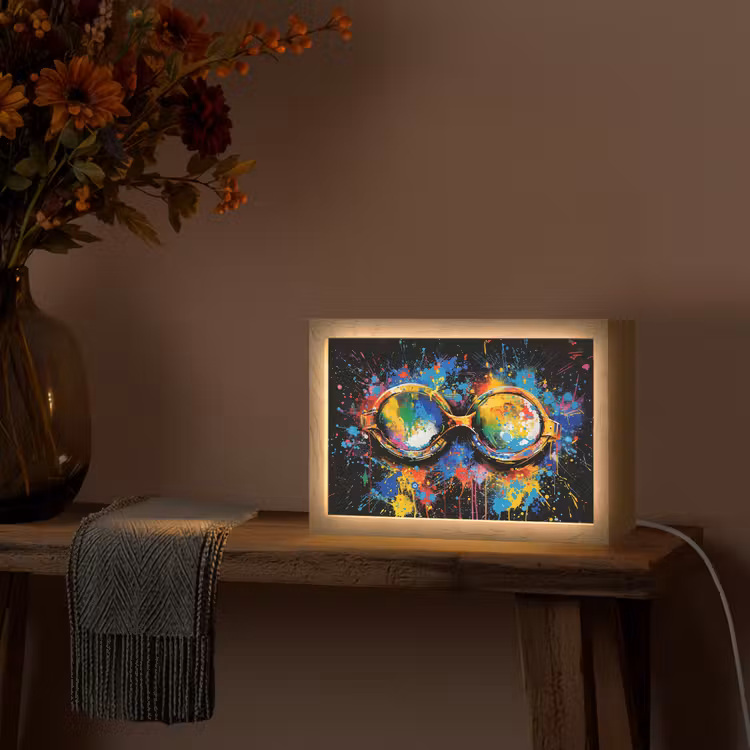 Graffiti - Sport - Zwemmen - Zwembril Light Box met kabel (Tafellamp) klein -sfeer4
