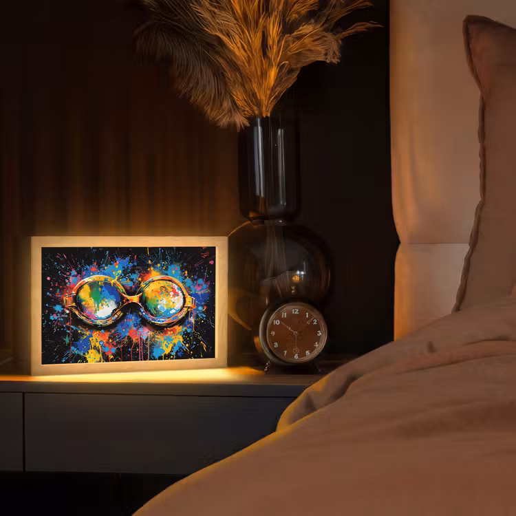 Graffiti - Sport - Zwemmen - Zwembril Light Box met kabel (Tafellamp) klein -sfeer1