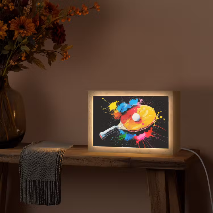 Graffiti - Sport - Tafeltennis - Verf Light Box met kabel (Tafellamp) klein -sfeer4
