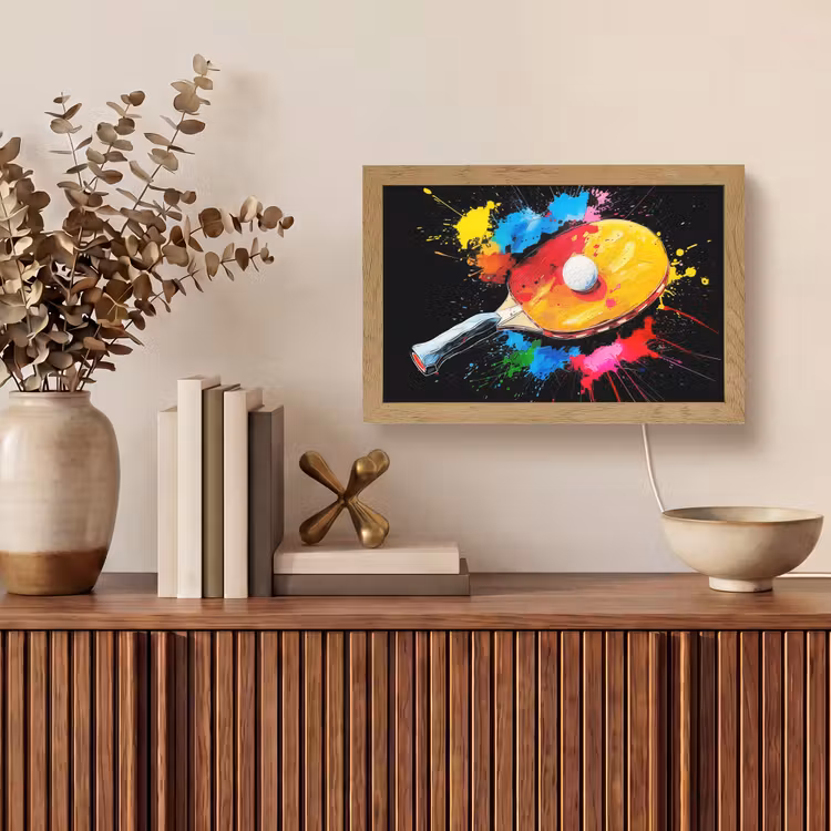 Graffiti - Sport - Tafeltennis - Verf Light Box met kabel (Tafellamp) klein -sfeer2