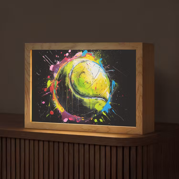 Graffiti - Sport - Tennis - Padel - Bal Light Box met kabel (Tafellamp) klein -z3d_website