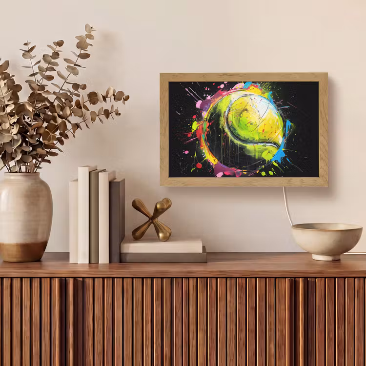 Graffiti - Sport - Tennis - Padel - Bal Light Box met kabel (Tafellamp) klein -sfeer2