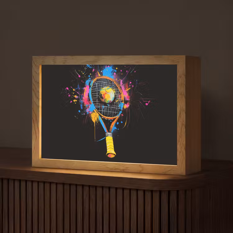 Graffiti - Sport - Tennis - Raket - Bal Light Box met kabel (Tafellamp) klein -z3d_website