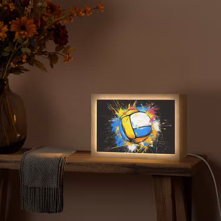 Graffiti - Sport - Volleybal - Bal Light Box met kabel (Tafellamp) klein -sfeer4