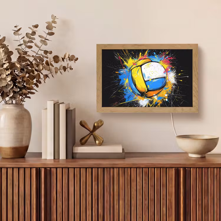 Graffiti - Sport - Volleybal - Bal Light Box met kabel (Tafellamp) klein -sfeer2