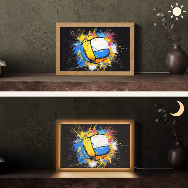 Graffiti - Sport - Volleybal - Bal Light Box met kabel (Tafellamp) klein -sfeer3