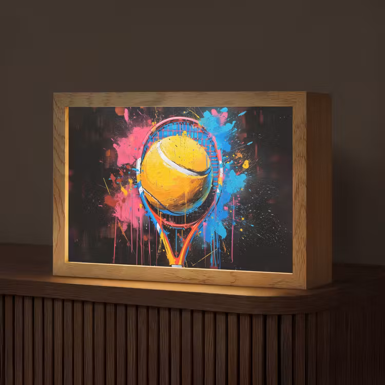 Graffiti - Tennis - Sport - Racket Light Box met kabel (Tafellamp) klein -z3d_website