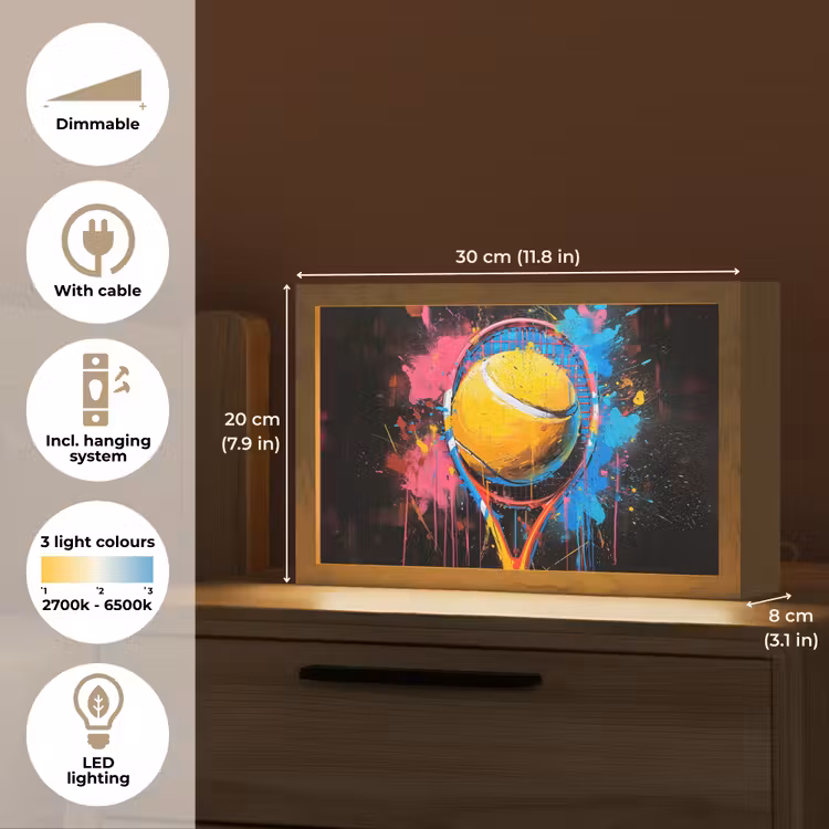 Graffiti - Tennis - Sport - Racket Light Box met kabel (Tafellamp) klein -USP_EN