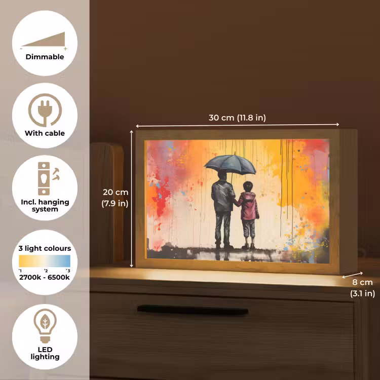 Graffiti - Paraplu - Mensen - Kleuren - Kunst Light Box met kabel (Tafellamp) klein -USP_EN