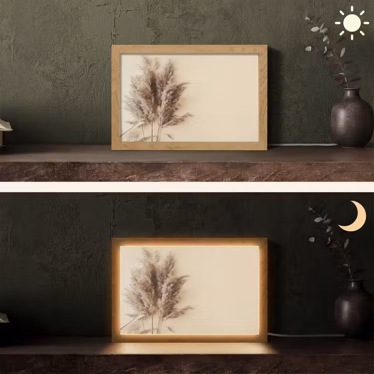 Graan - Pastel - Natuur Light Box met kabel (Tafellamp) klein -sfeer3