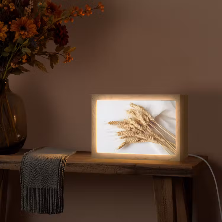 Graan - Geel - Wit - Natuur - Stilleven Light Box met kabel (Tafellamp) klein -sfeer4