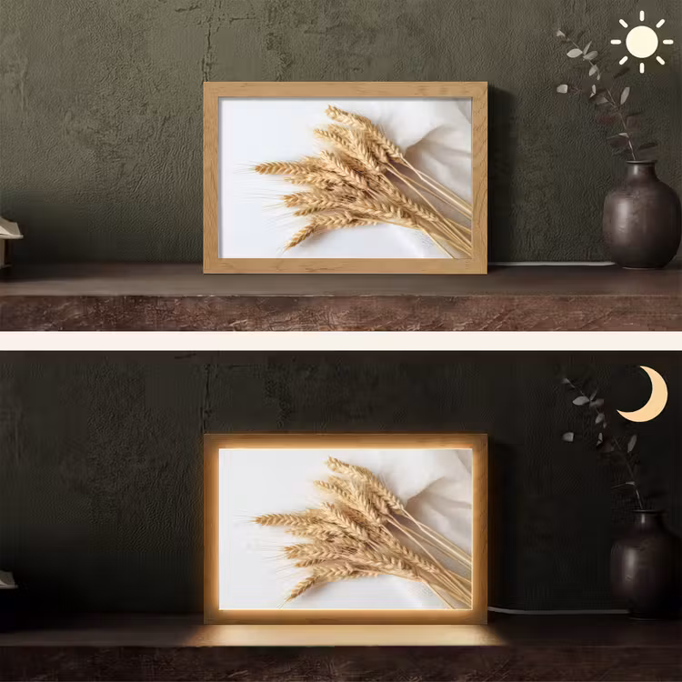 Graan - Geel - Wit - Natuur - Stilleven Light Box met kabel (Tafellamp) klein -sfeer3