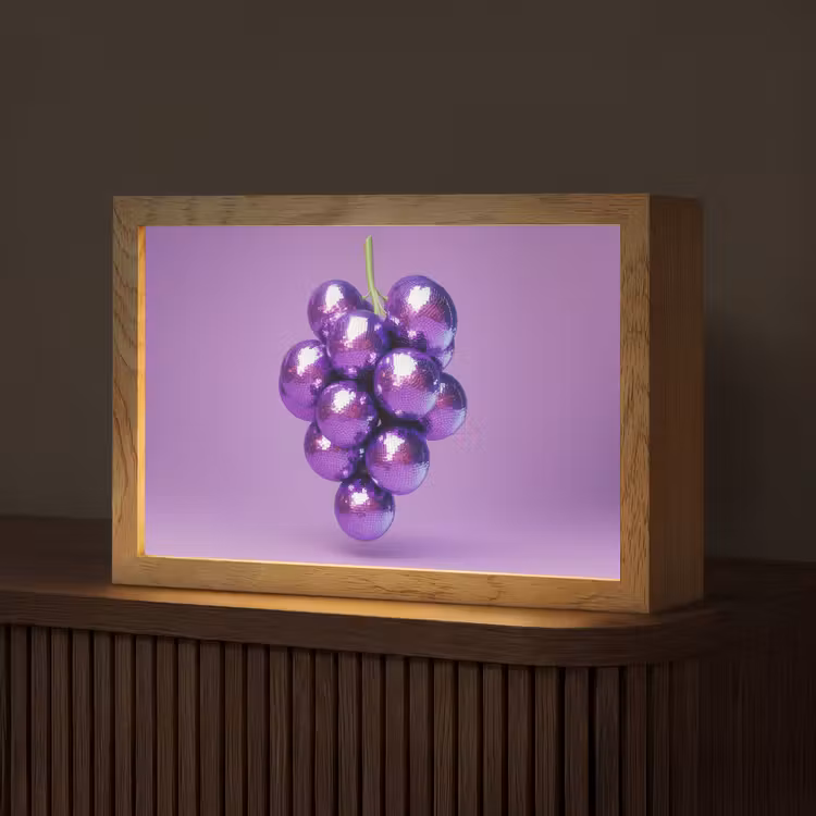 Druif - Disco - Glitter - Paars Light Box met kabel (Tafellamp) klein -z3d_website