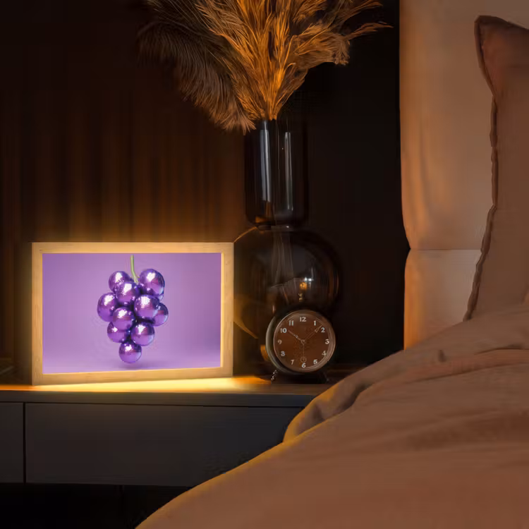 Druif - Disco - Glitter - Paars Light Box met kabel (Tafellamp) klein -sfeer1