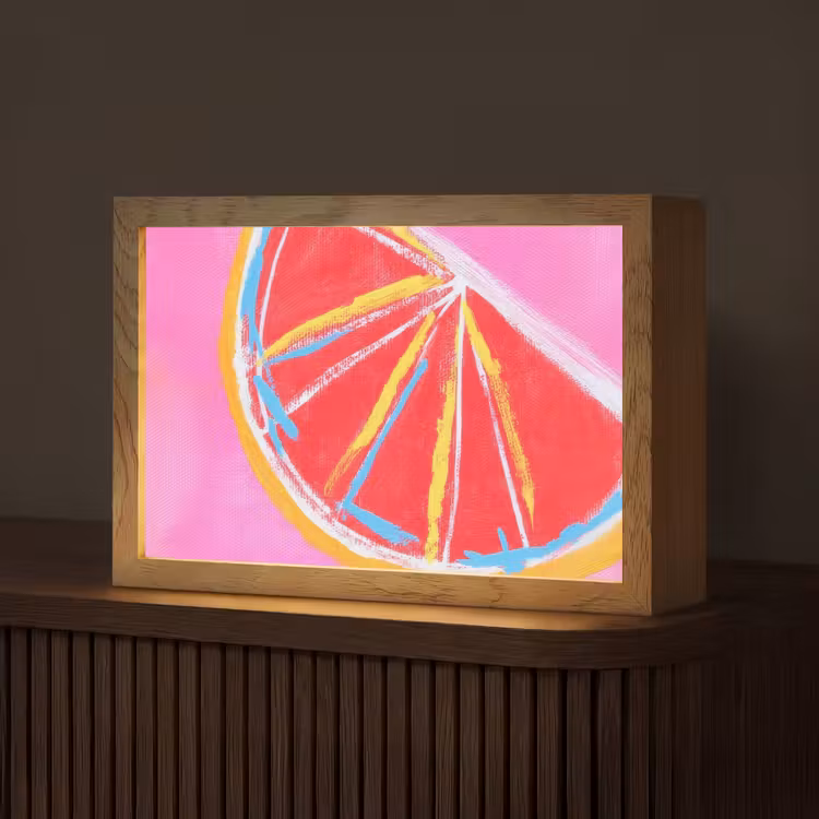 Grapefruit - Geschilderd - Roze - Strepen Light Box met kabel (Tafellamp) klein -z3d_website