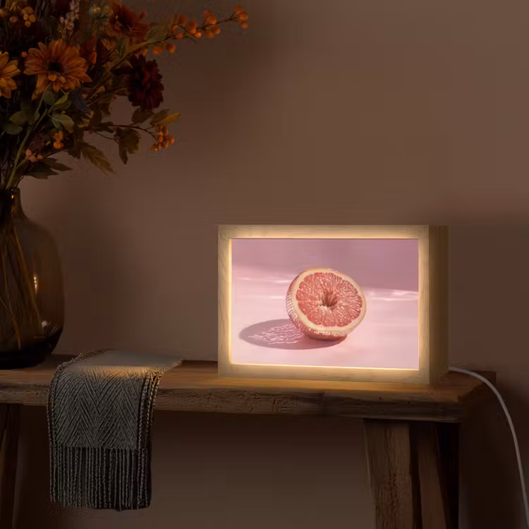 Grapefruit - Roze - Disco - Shiny Light Box met kabel (Tafellamp) klein -sfeer4