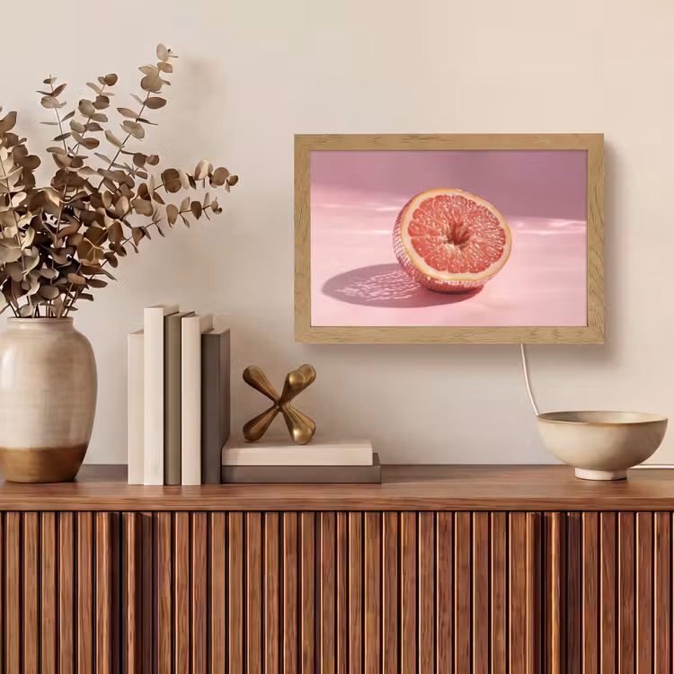 Grapefruit - Roze - Disco - Shiny Light Box met kabel (Tafellamp) klein -sfeer2