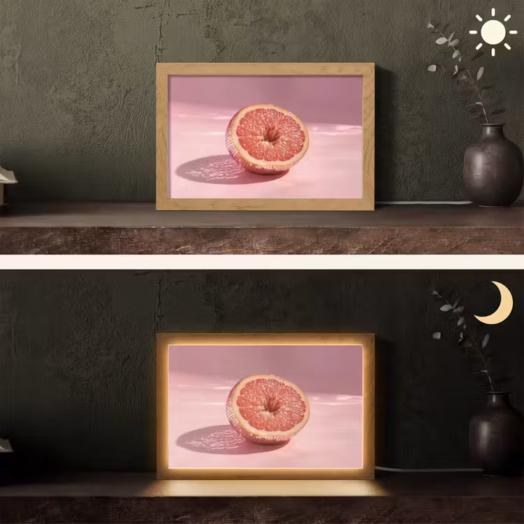 Grapefruit - Roze - Disco - Shiny Light Box met kabel (Tafellamp) klein -sfeer3