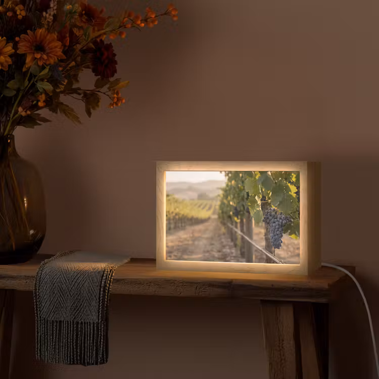 Druiven - Wijngaard - Zonlicht Light Box met kabel (Tafellamp) klein -sfeer4