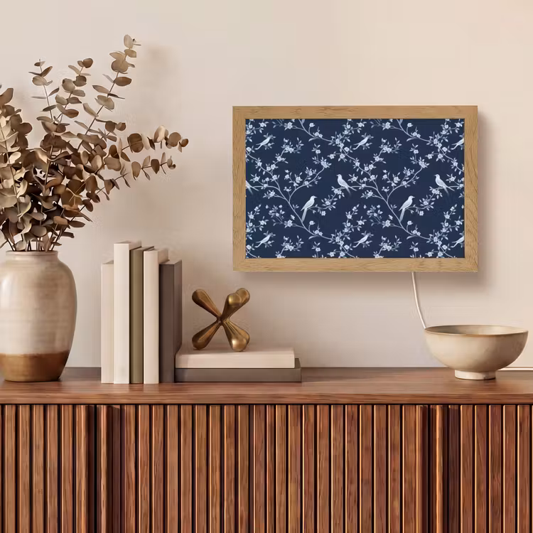 Grafisch - Bloesemtak - Blauw Light Box met kabel (Tafellamp) klein 924 -sfeer2