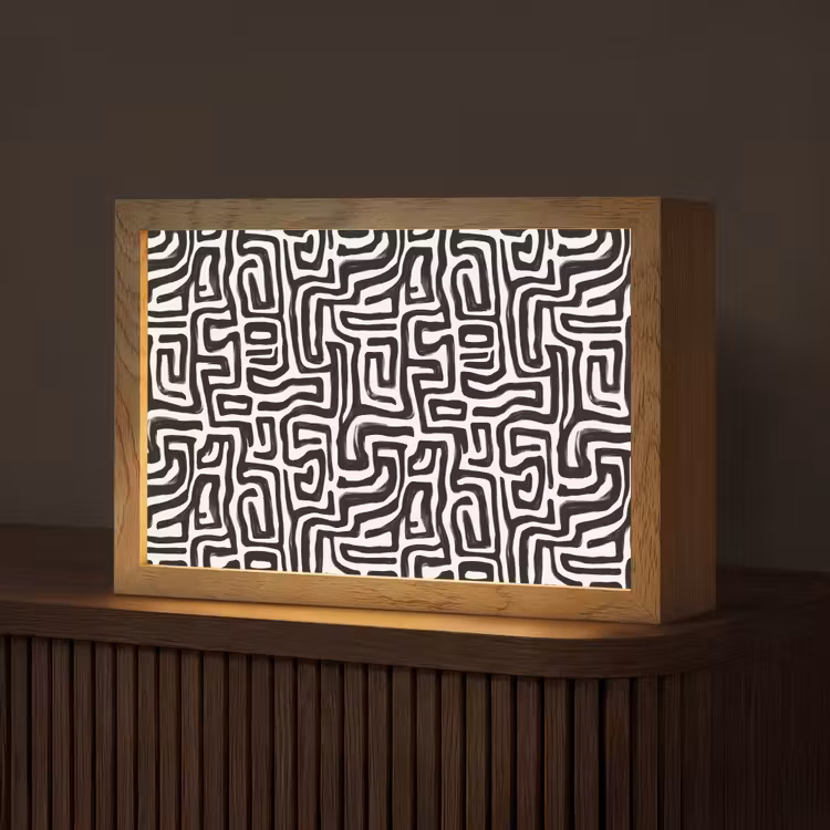 Grafisch - Lijnen - Zwart - Wit Light Box met kabel (Tafellamp) klein 924 -z3d_website