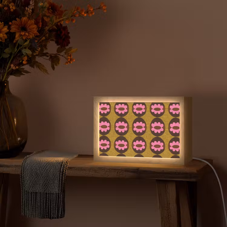 Grafisch - Patroon - Kleurrijk Light Box met kabel (Tafellamp) klein 924 -sfeer4