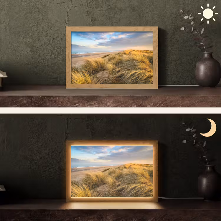 Gras - Duinen - Strand - Zomer Light Box met kabel (Tafellamp) klein -sfeer3