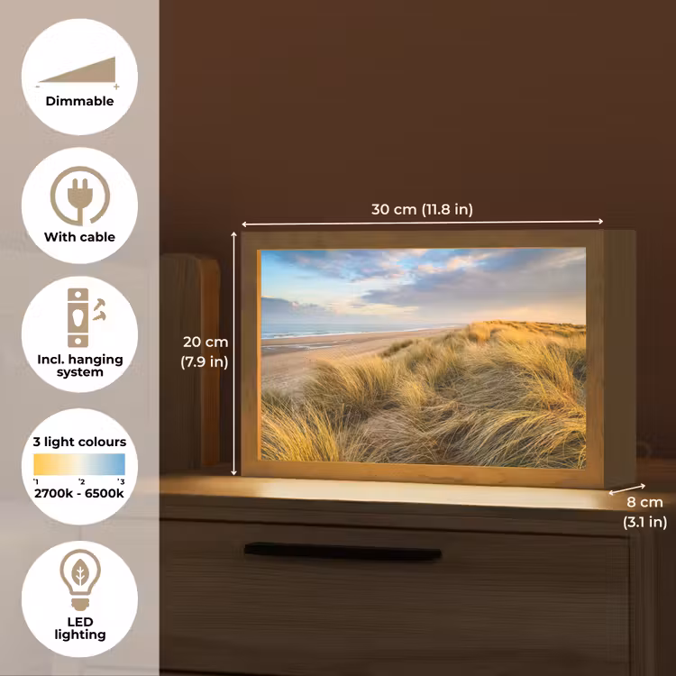 Gras - Duinen - Strand - Zomer Light Box met kabel (Tafellamp) klein -USP_EN