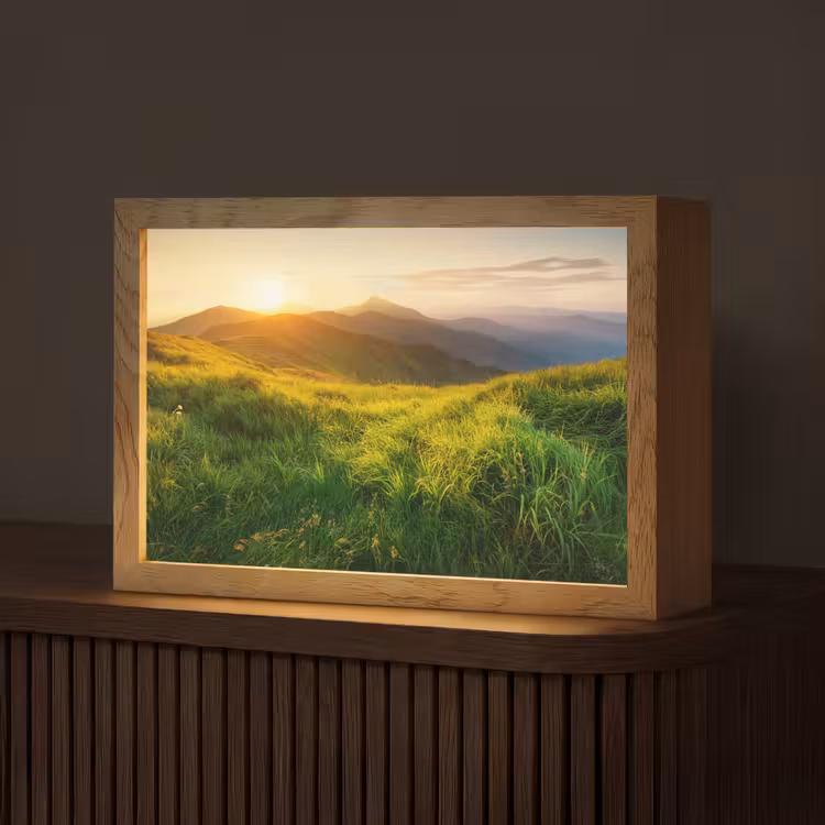 Gras - Heuvels - Zon - Natuur - Landschap Light Box met kabel (Tafellamp) klein -z3d_website
